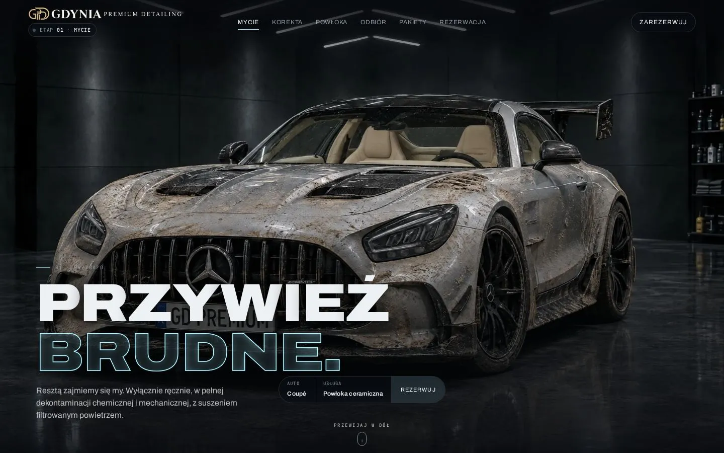 Strona główna Gdynia Premium Detailing: nagłówek Przywieź brudne i rezerwacja